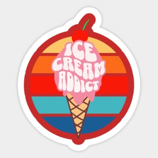 Ice Cream Addict Vintage Sunset Sticker